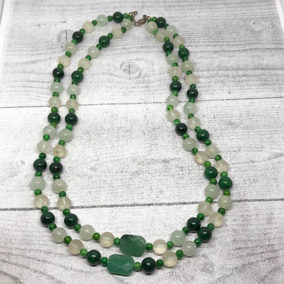 Vintage gemstone and glass bead statement necklace sterling silver 925 - Picture 2 of 9